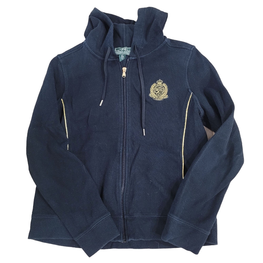 Ralph Lauren LRL Active Zip Front Cotton Sweater Size L